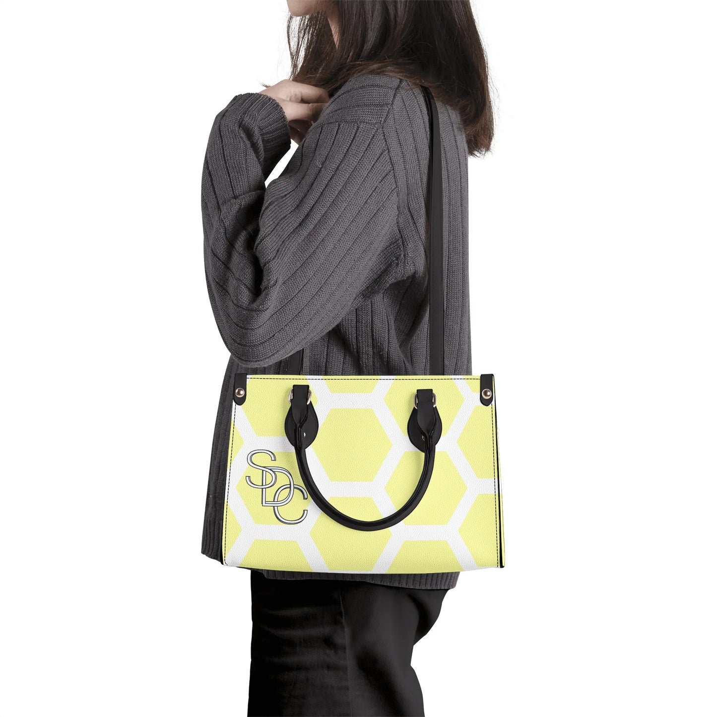 Honeycomb Women PU Handbag - Yellow/Lavender