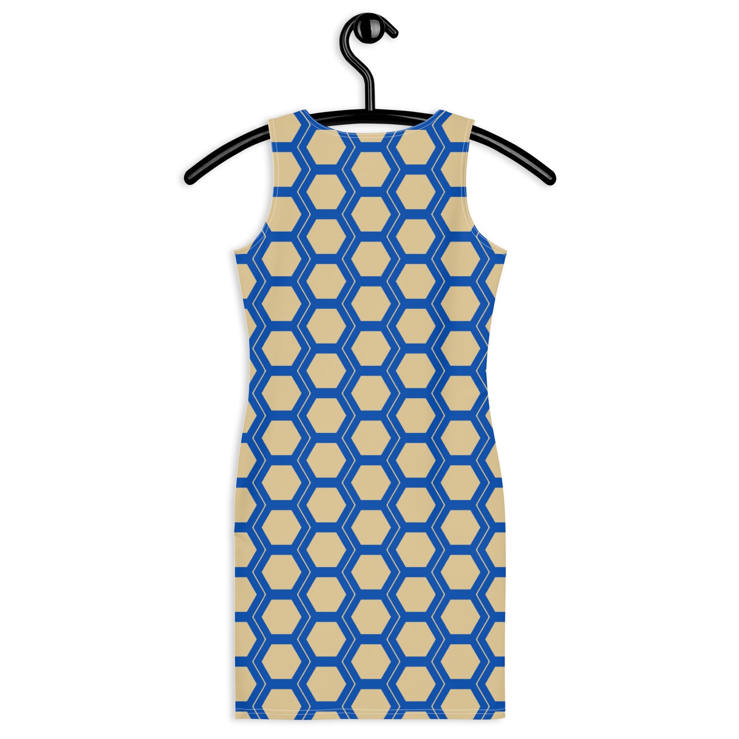 Honeycomb Bodycon Dress - Tan/Cobalt Blue
