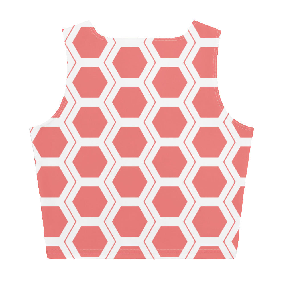 Honeycomb Pattern Crop Top - Coral