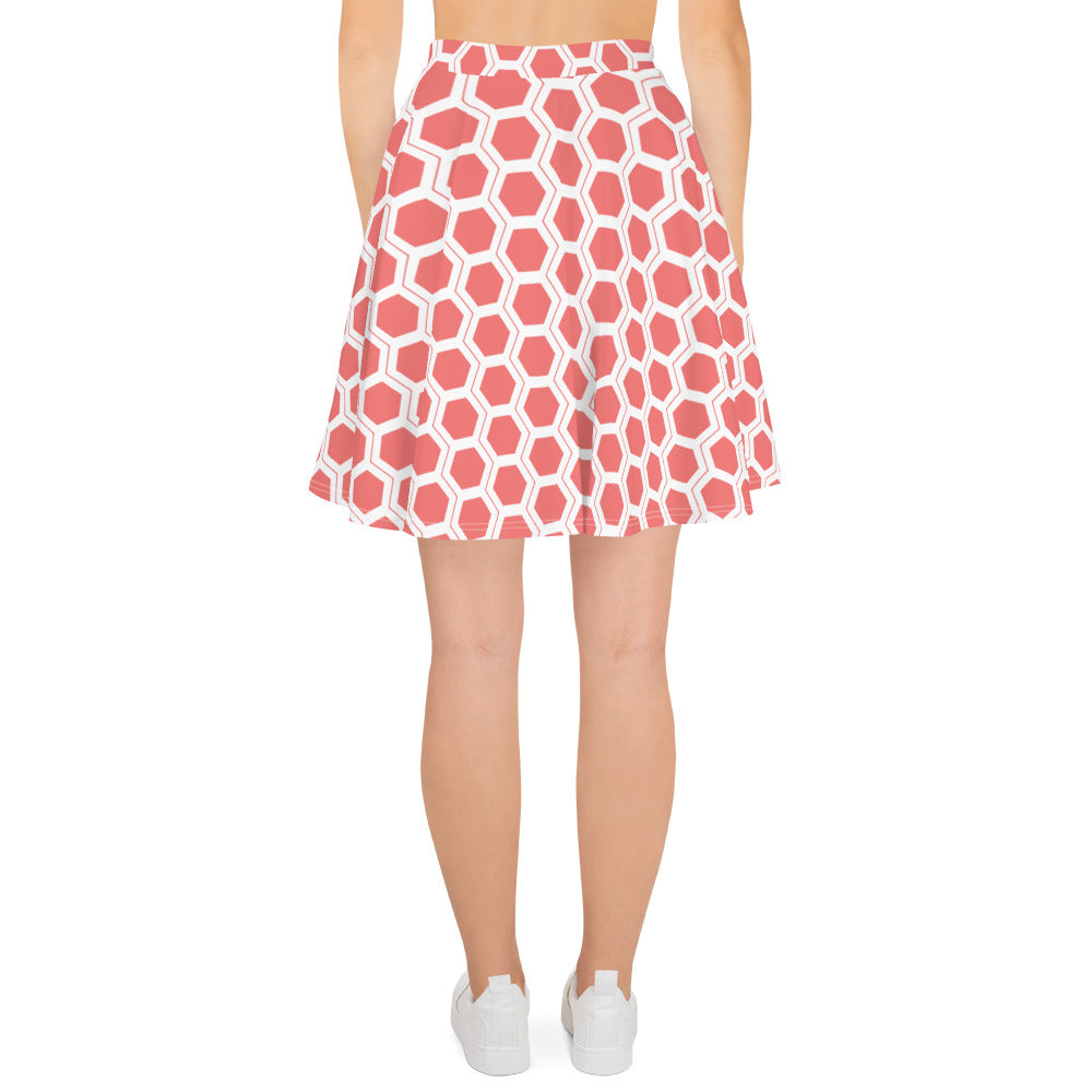 Honeycomb Skater Skirt - Coral
