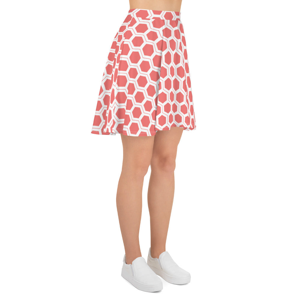 Honeycomb Skater Skirt - Coral