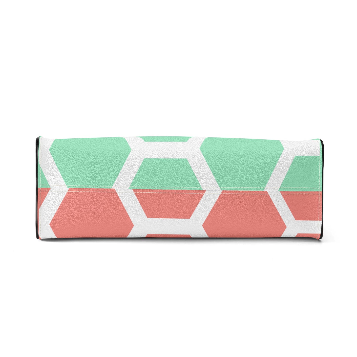 Honeycomb Womens PU Handbag - Seafoam Green/Coral