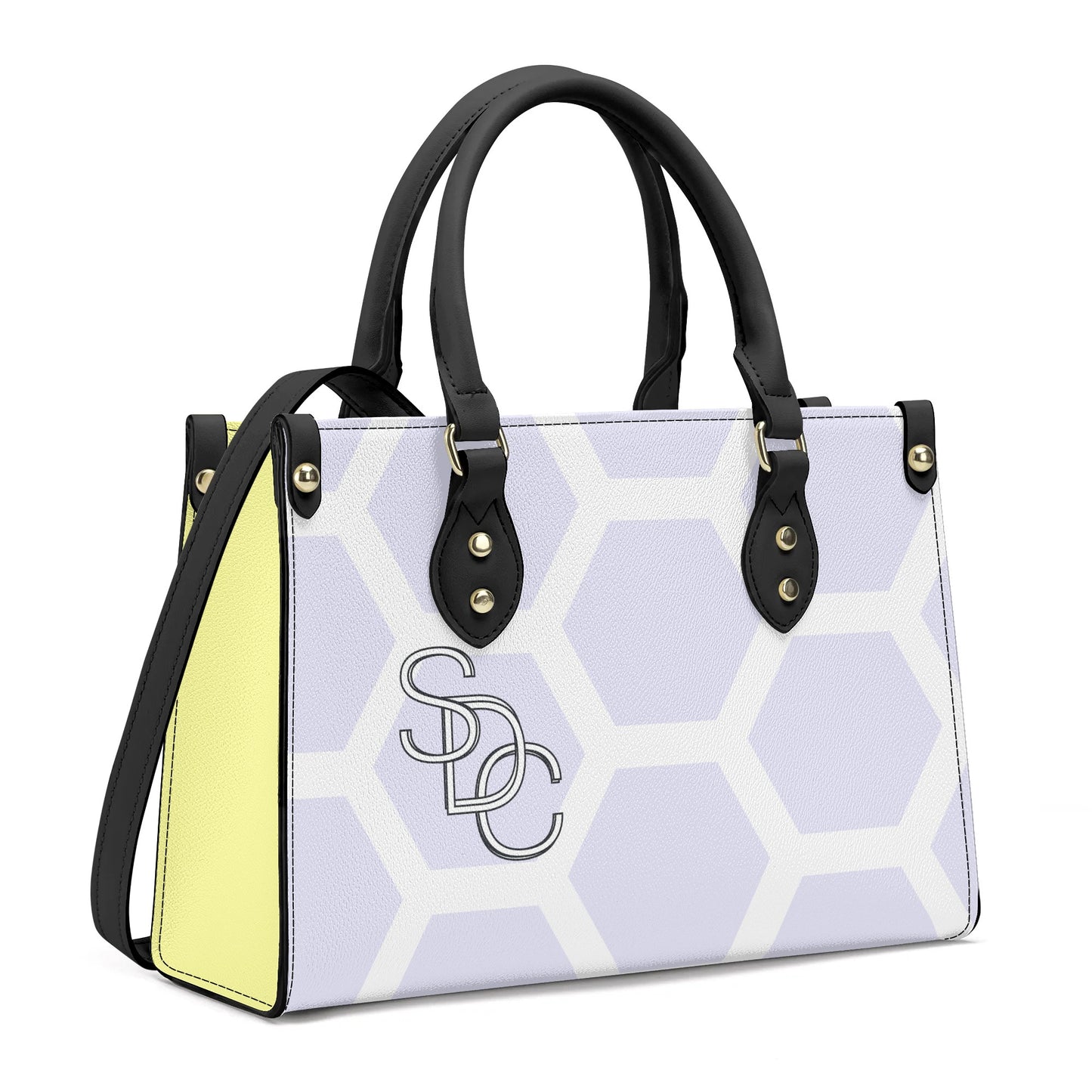 Honeycomb Women PU Handbag - Yellow/Lavender