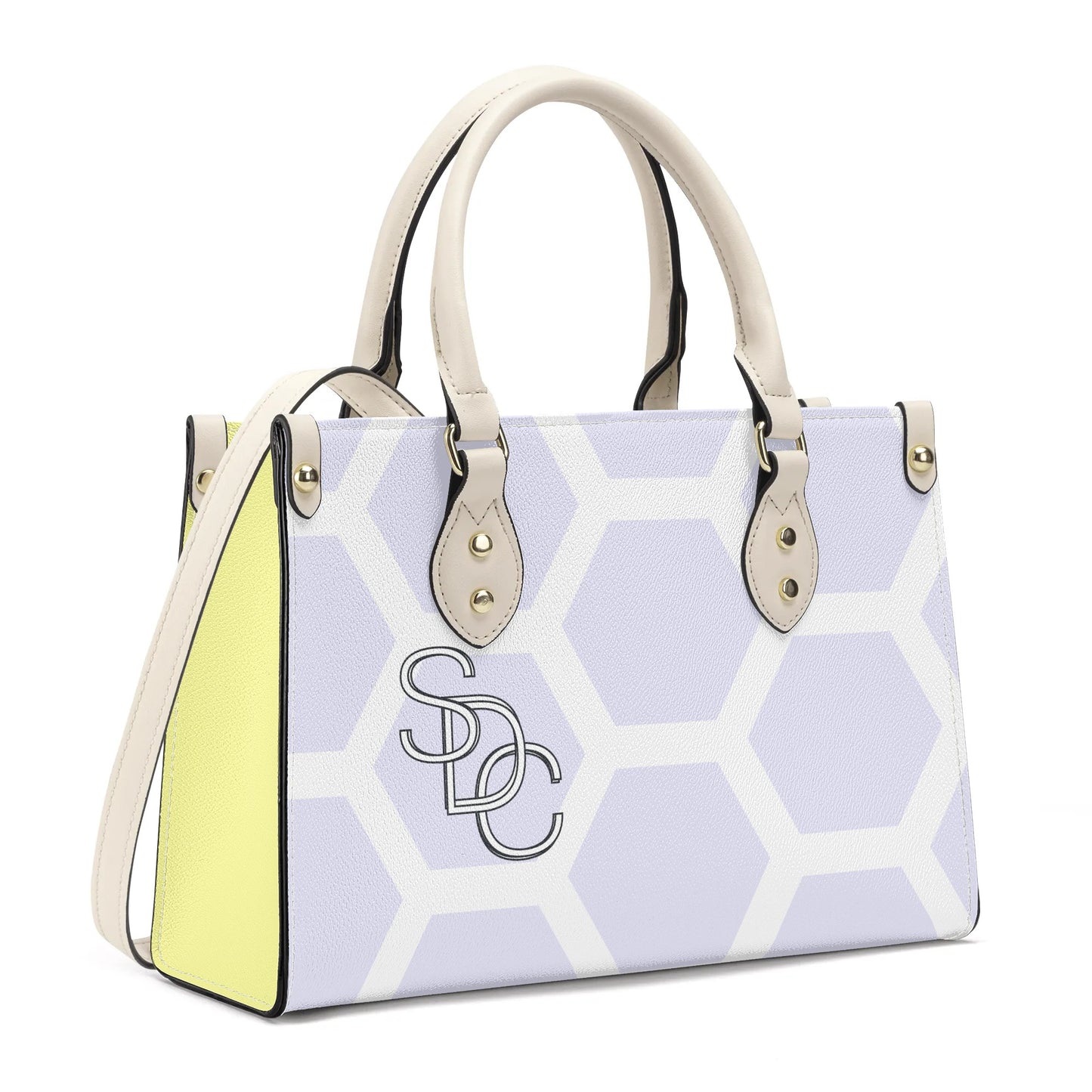 Honeycomb Women PU Handbag - Yellow/Lavender