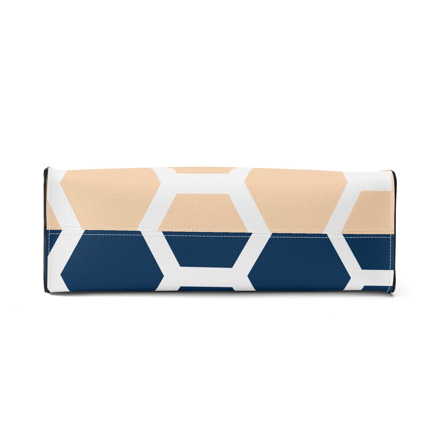 Honeycomb Women PU Handbag - Antique White/Deep Blue