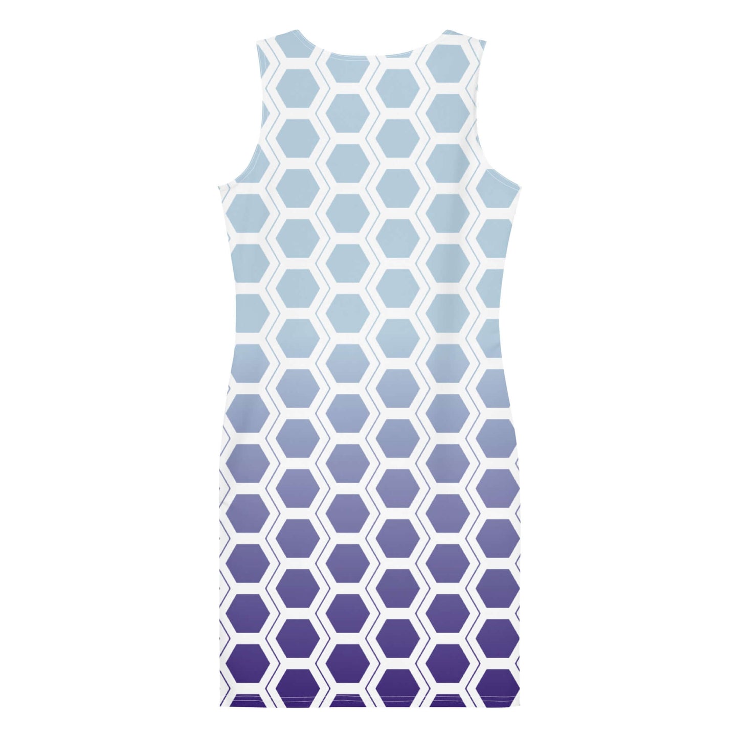 Gradient Hexagon Patterned Bodycon Dress - Powder Blue/Indigo