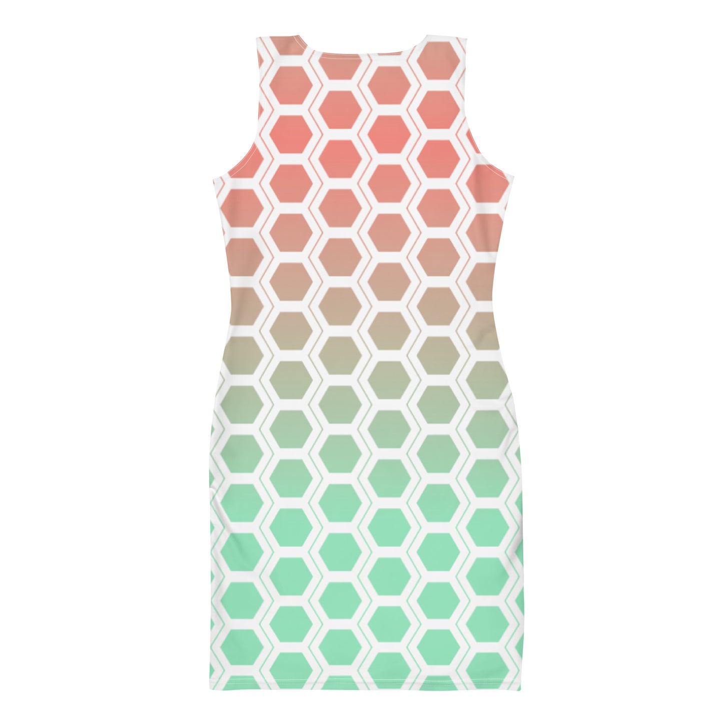 Gradient Honeycomb Bodycon dress - Coral/Seafoam Green