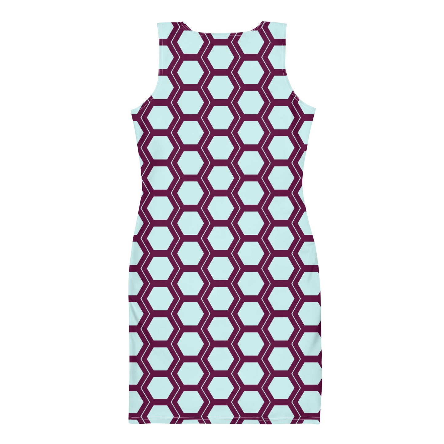 Honeycomb Bodycon Dress - Light Blue/Berry