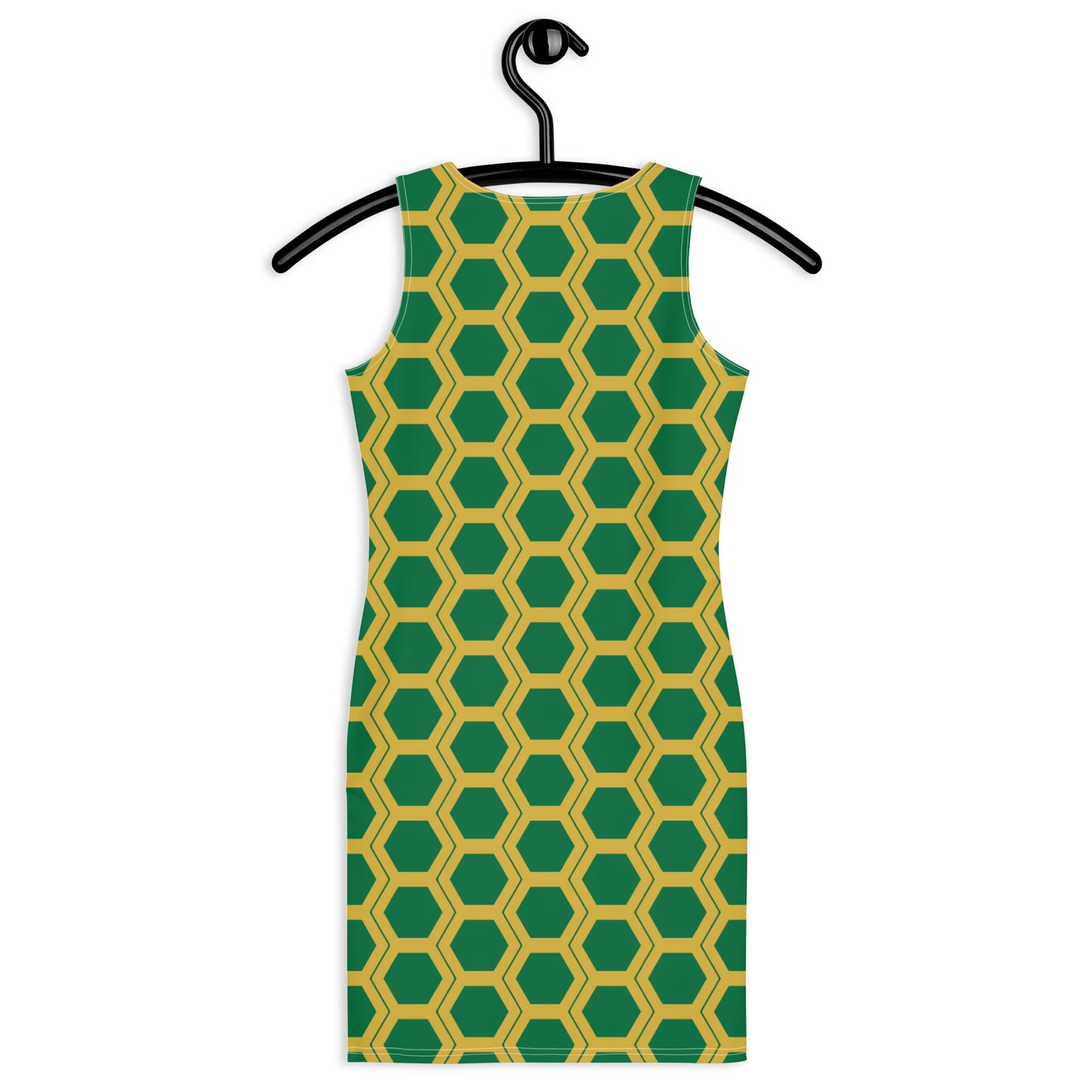 Honeycomb Bodycon Dress - Forest Green/Soft Gold