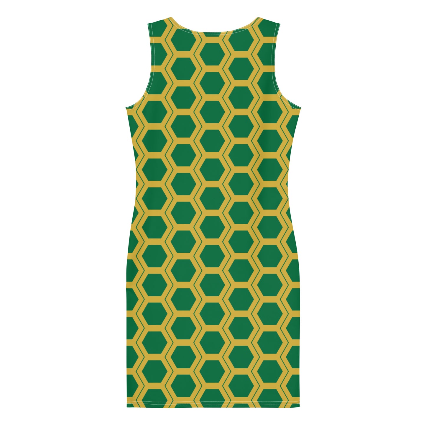 Honeycomb Bodycon Dress - Forest Green/Soft Gold