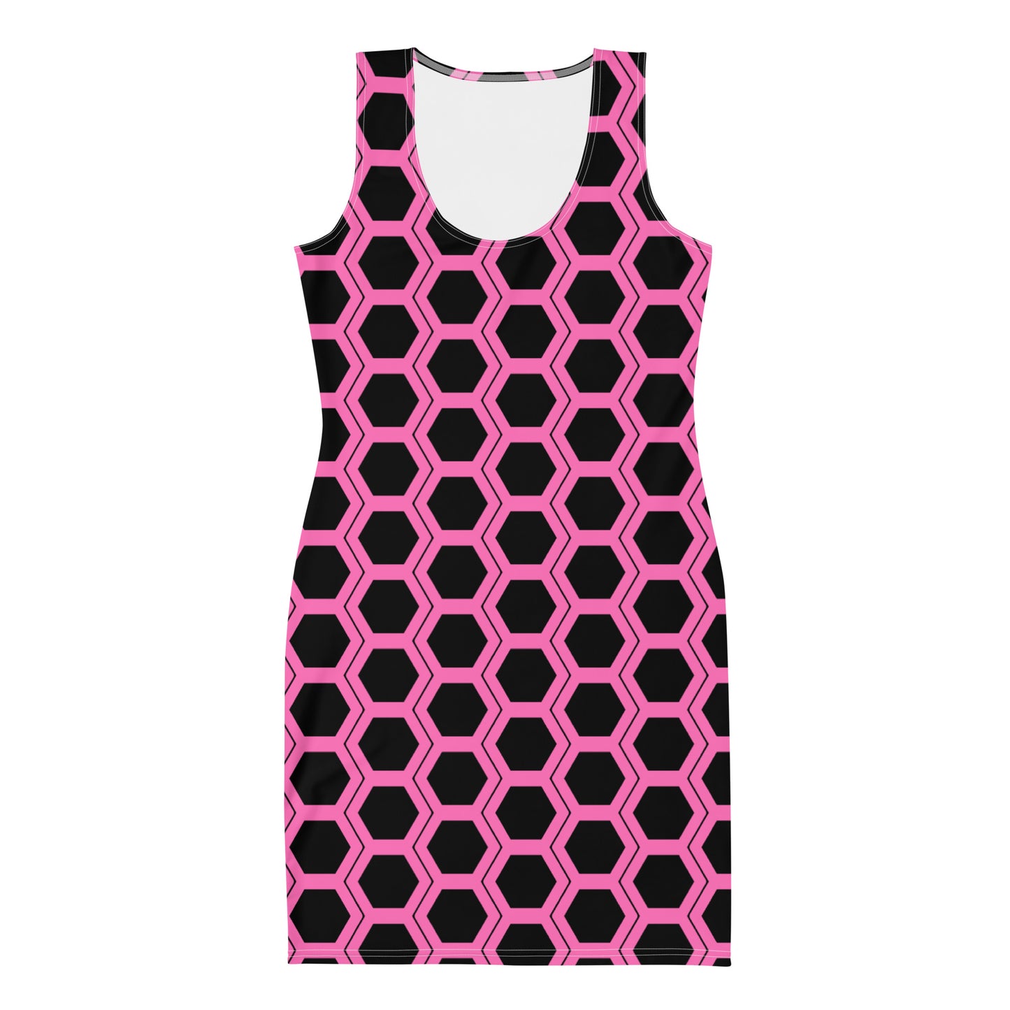 Honeycomb Bodycon Dress - Black/Pink