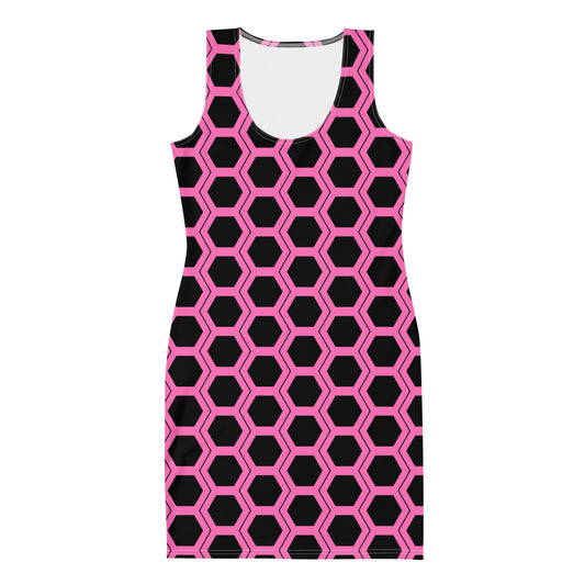 Honeycomb Bodycon Dress - Black/Pink