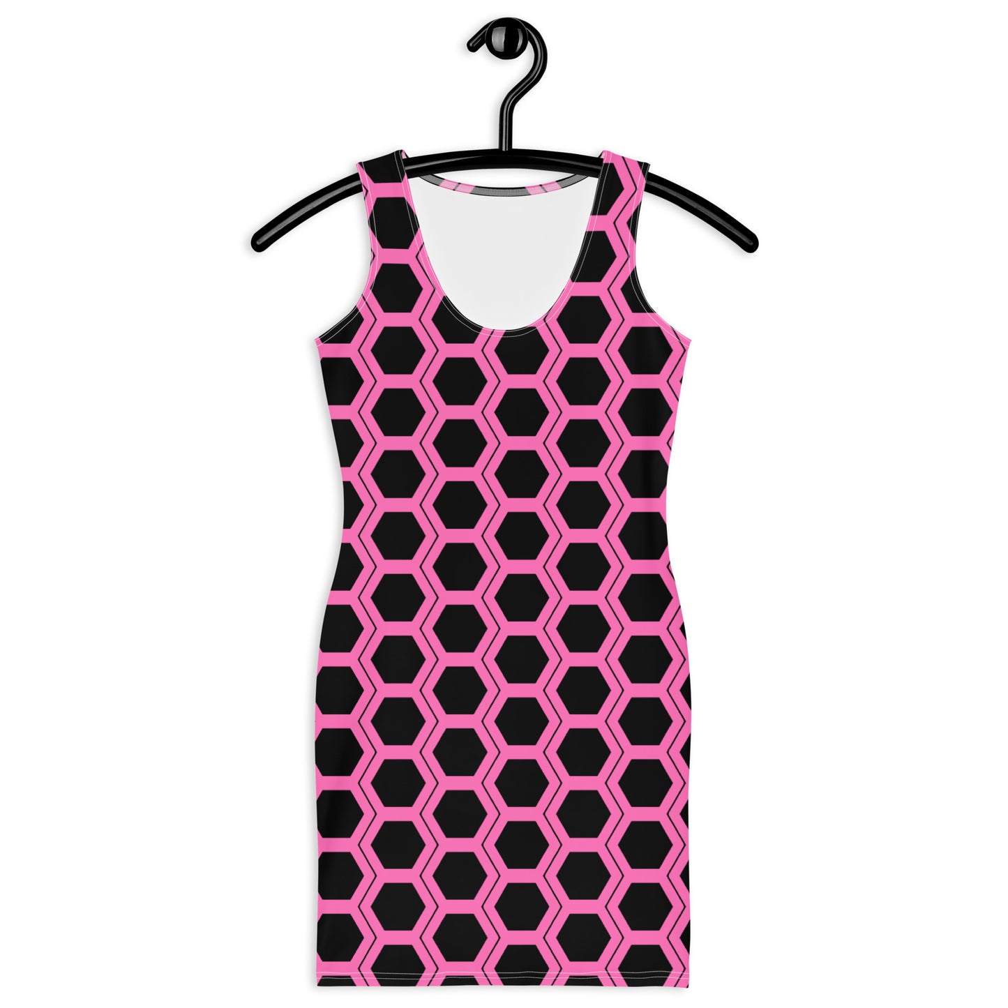 Honeycomb Bodycon Dress - Black/Pink