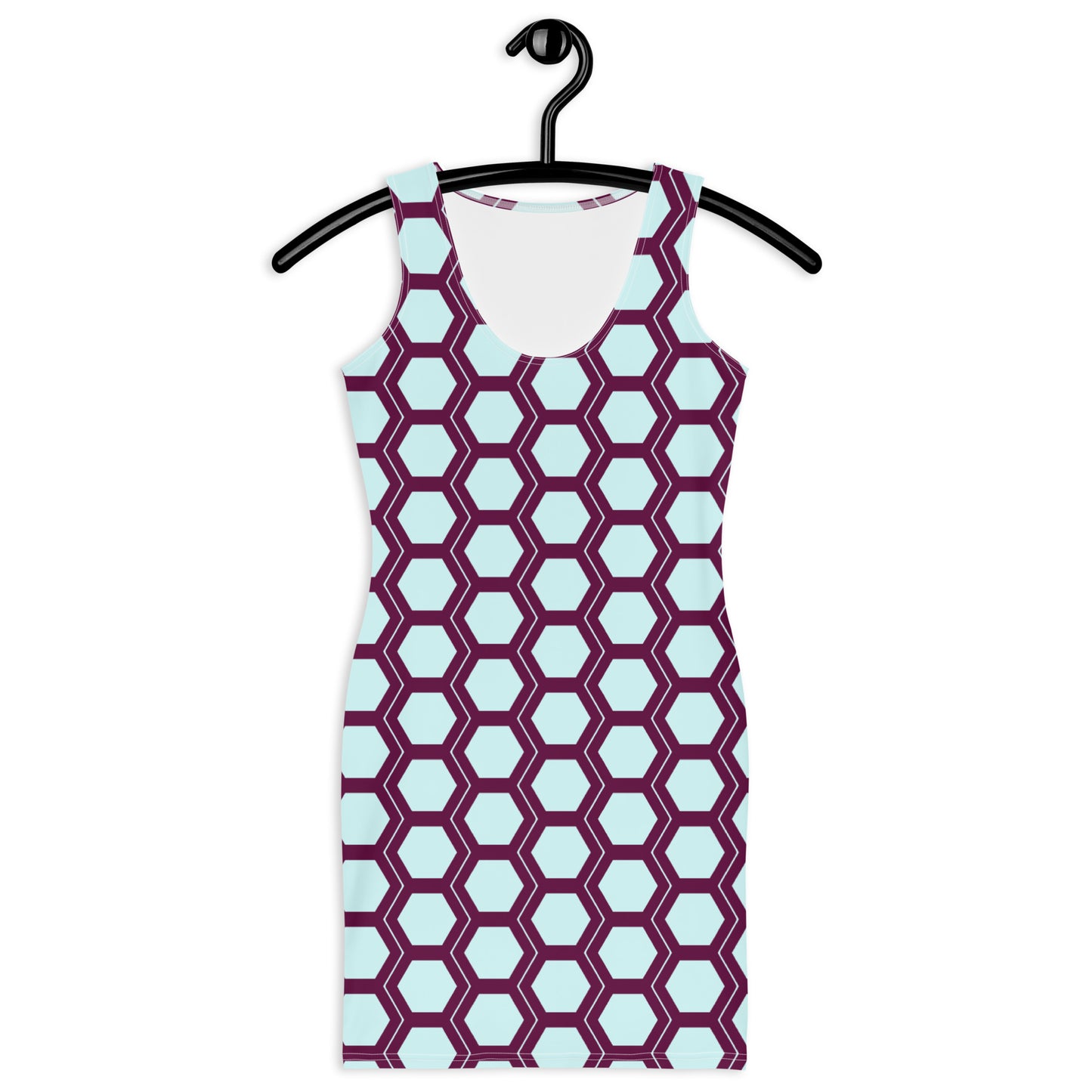 Honeycomb Bodycon Dress - Light Blue/Berry