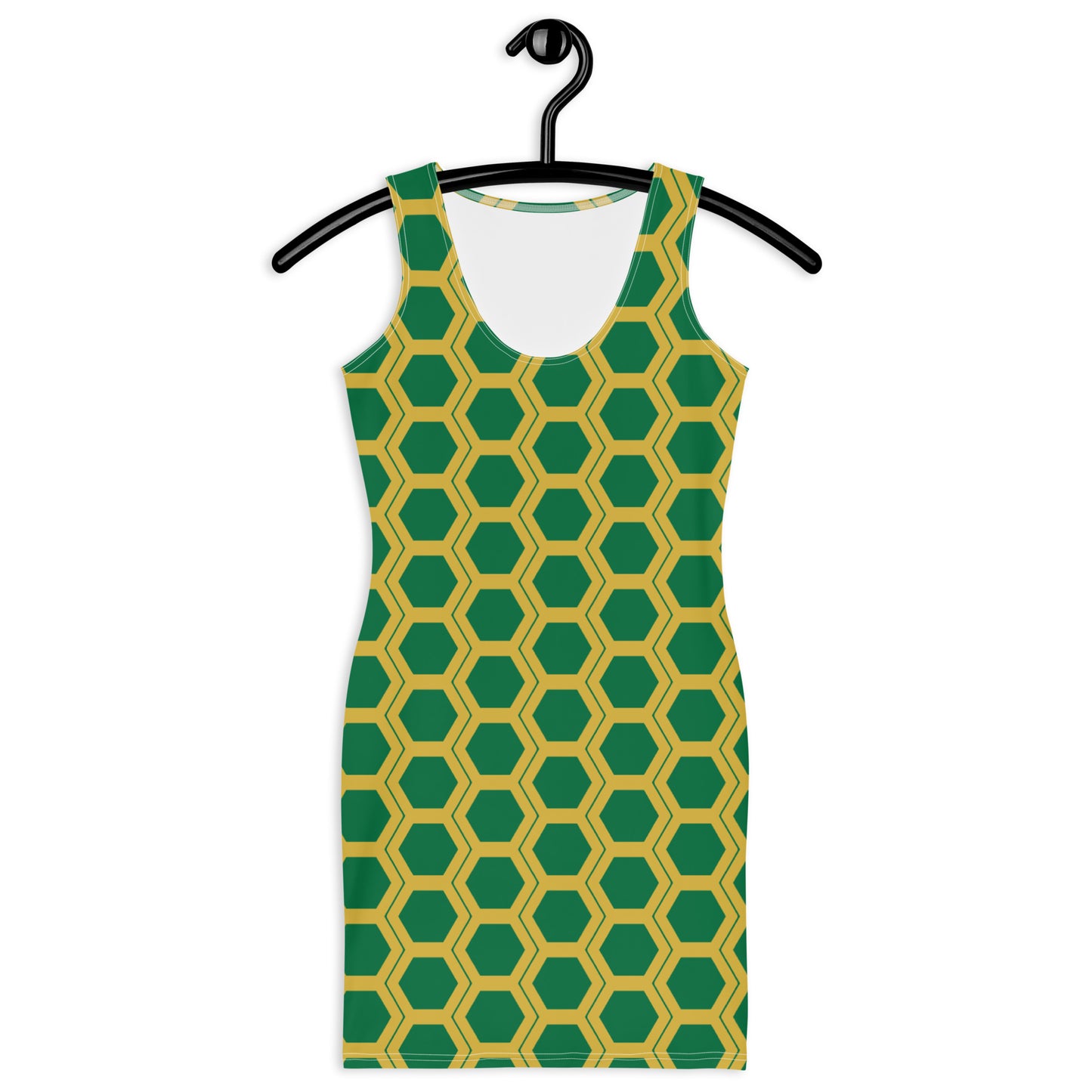 Honeycomb Bodycon Dress - Forest Green/Soft Gold