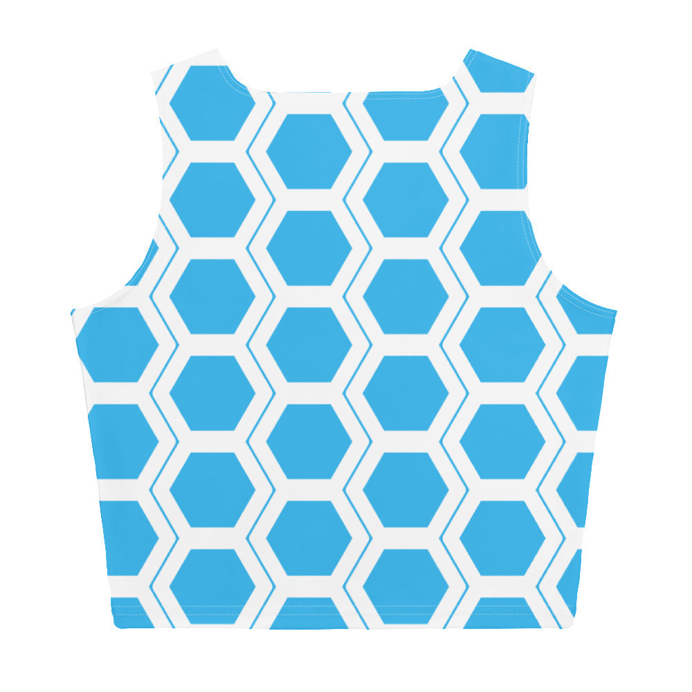 Honeycomb Pattern Crop Top - Aqua