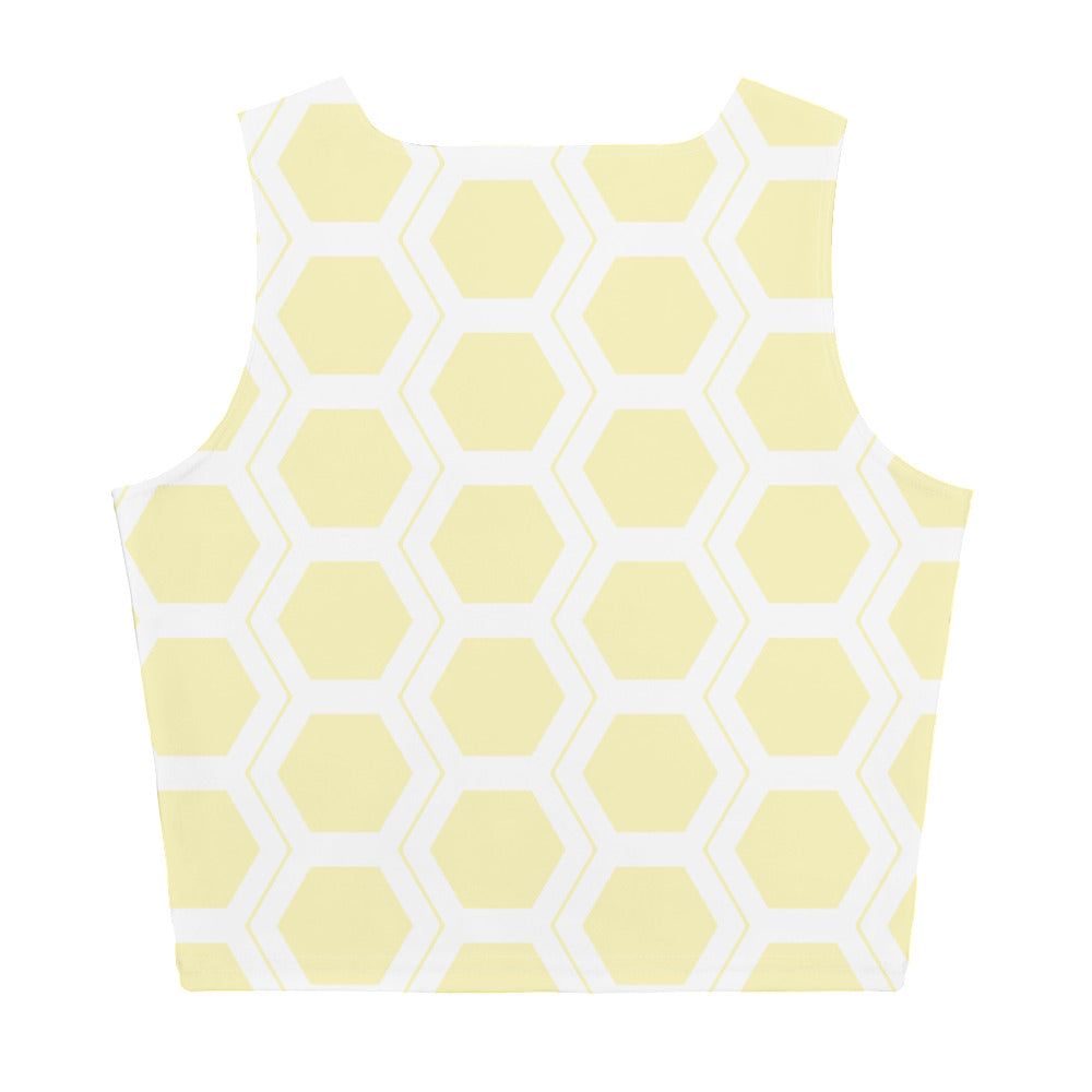 Honeycomb Pattern Crop Top - Pastel Yellow