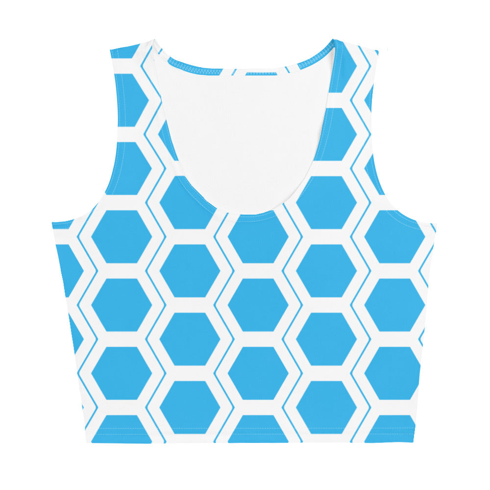 Honeycomb Pattern Crop Top - Aqua