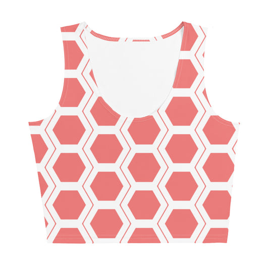 Honeycomb Pattern Crop Top - Coral