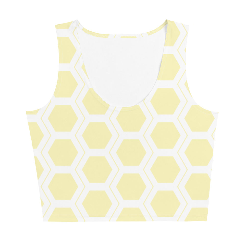 Honeycomb Pattern Crop Top - Pastel Yellow