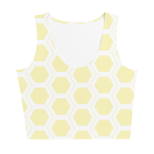 Honeycomb Pattern Crop Top - Pastel Yellow