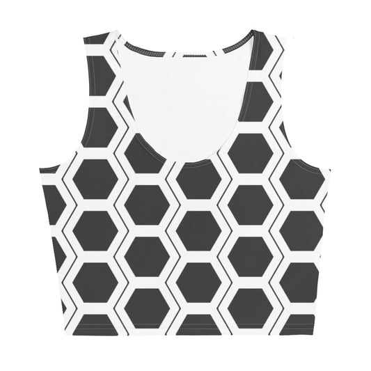 Honeycomb Pattern Crop Top - Black