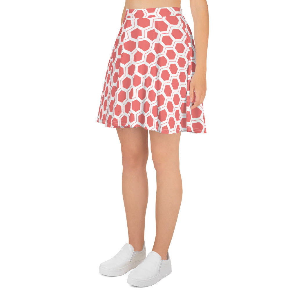 Honeycomb Skater Skirt - Coral