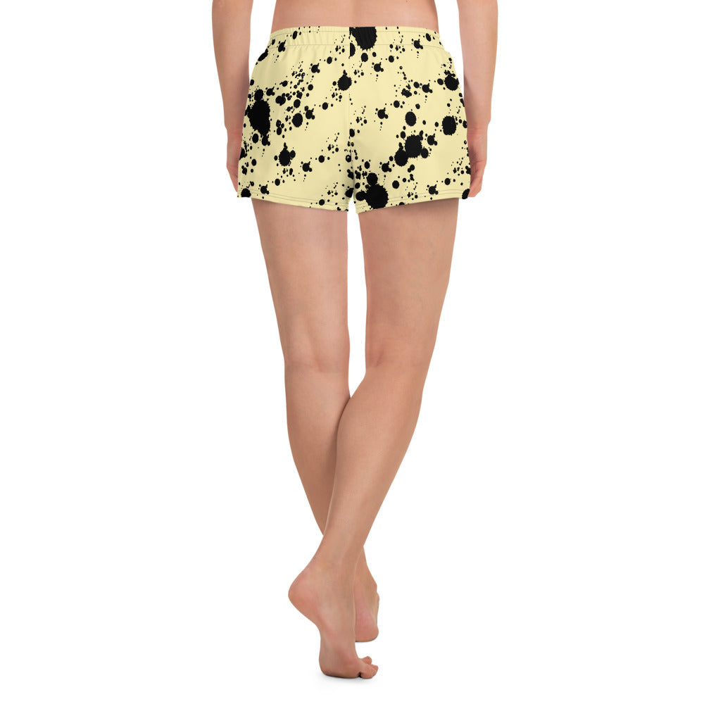 Yellow/Black-ink Patterned Unisex Athletic Shorts