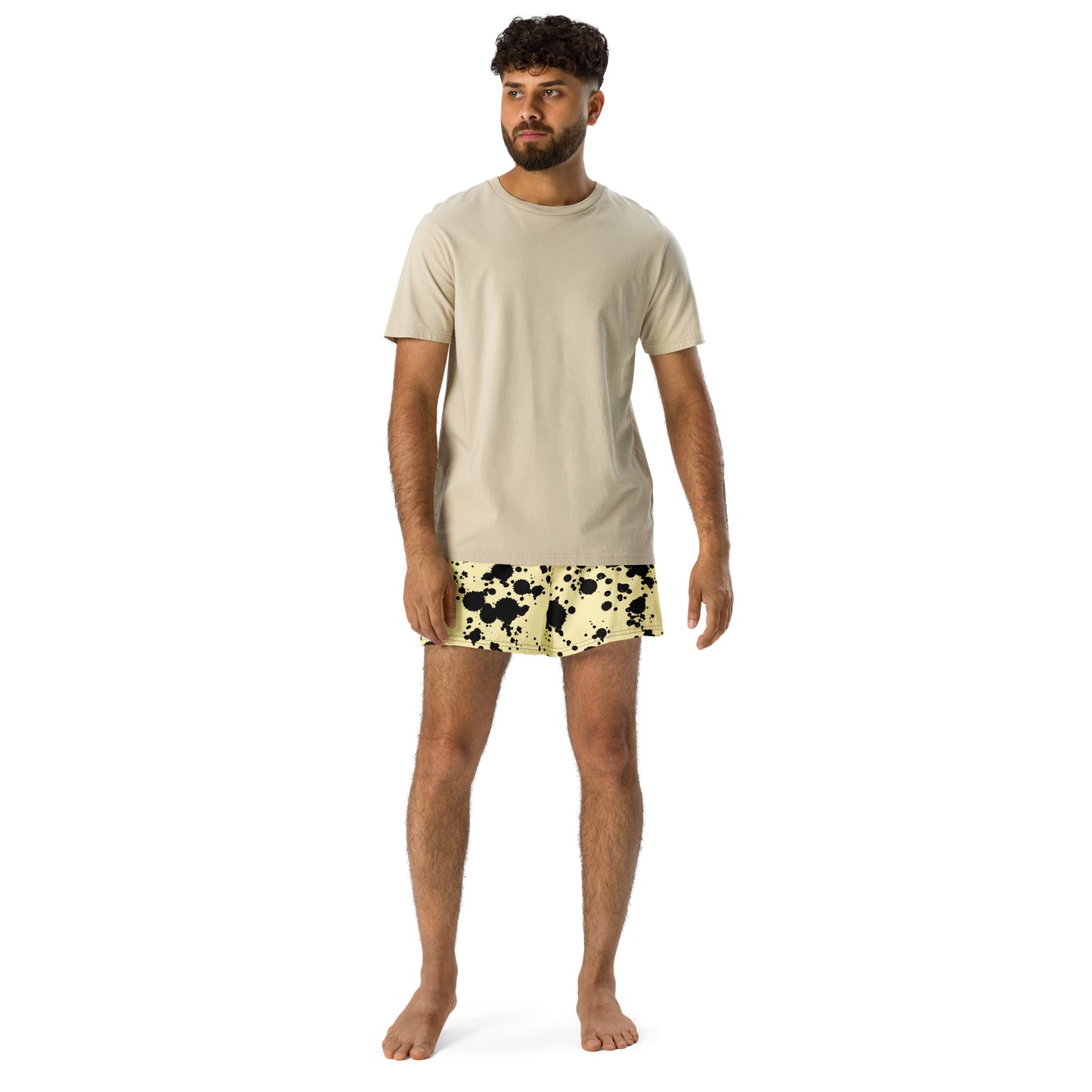 Yellow/Black-ink Patterned Unisex Athletic Shorts