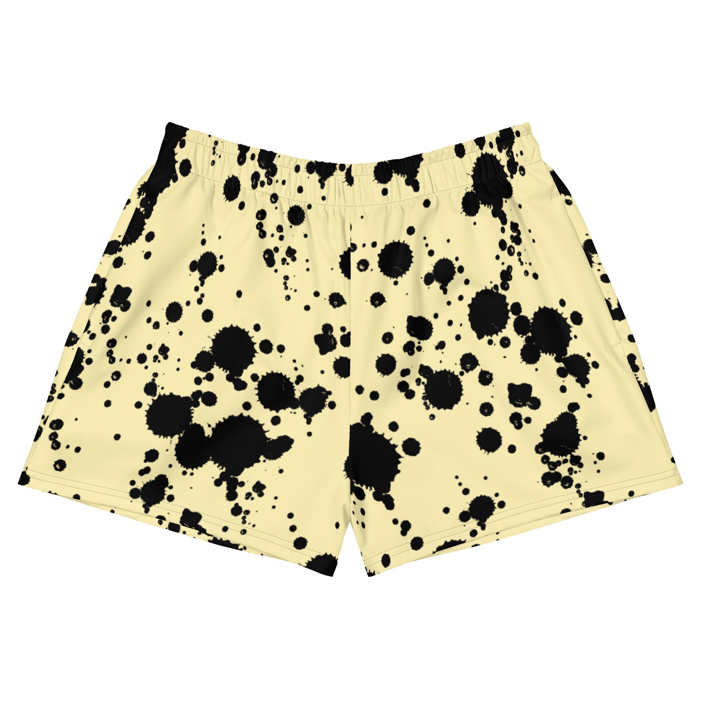 Yellow/Black-ink Patterned Unisex Athletic Shorts