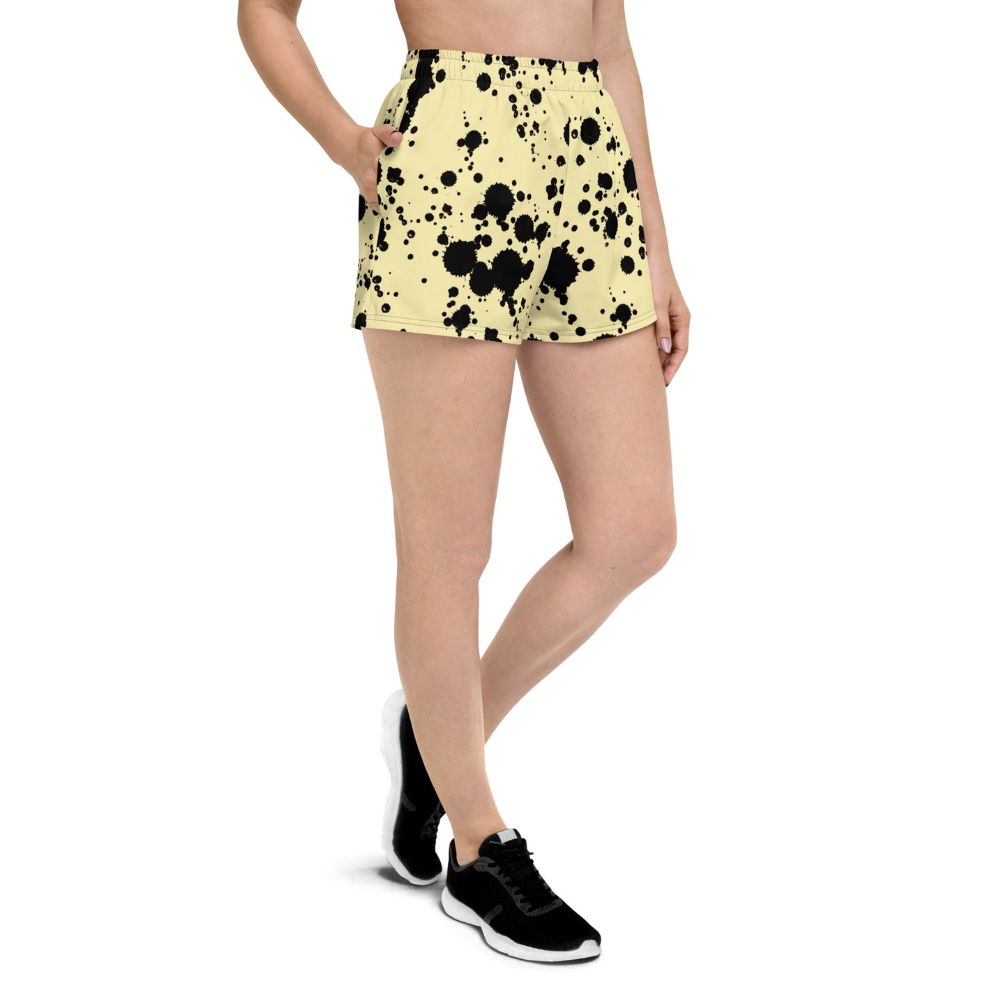 Yellow/Black-ink Patterned Unisex Athletic Shorts