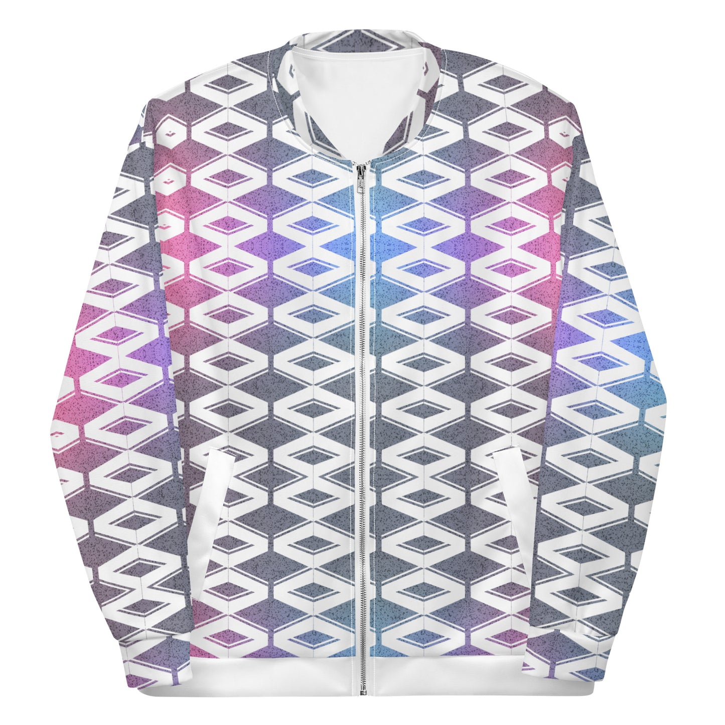 Laser Gradient Diamond Pattern Unisex Bomber Jacket