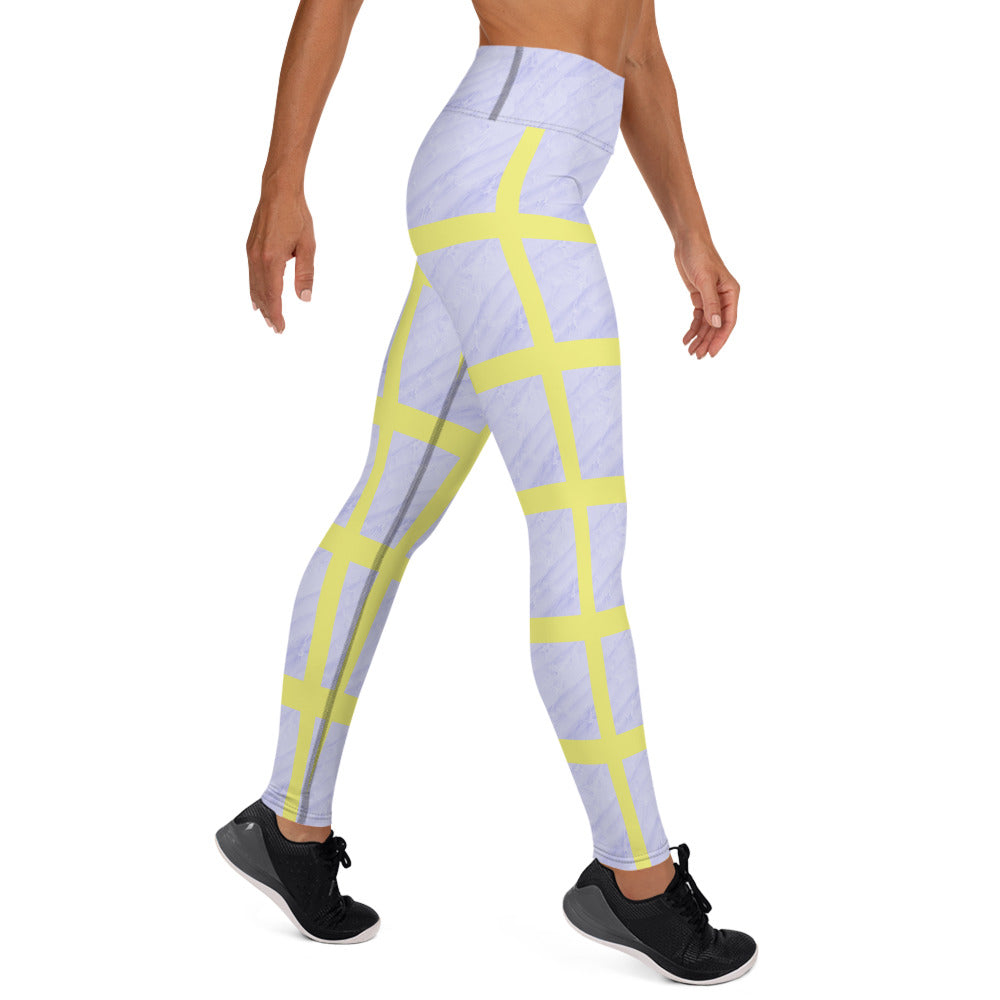 Lavender/Yellow Grid Yoga Leggings